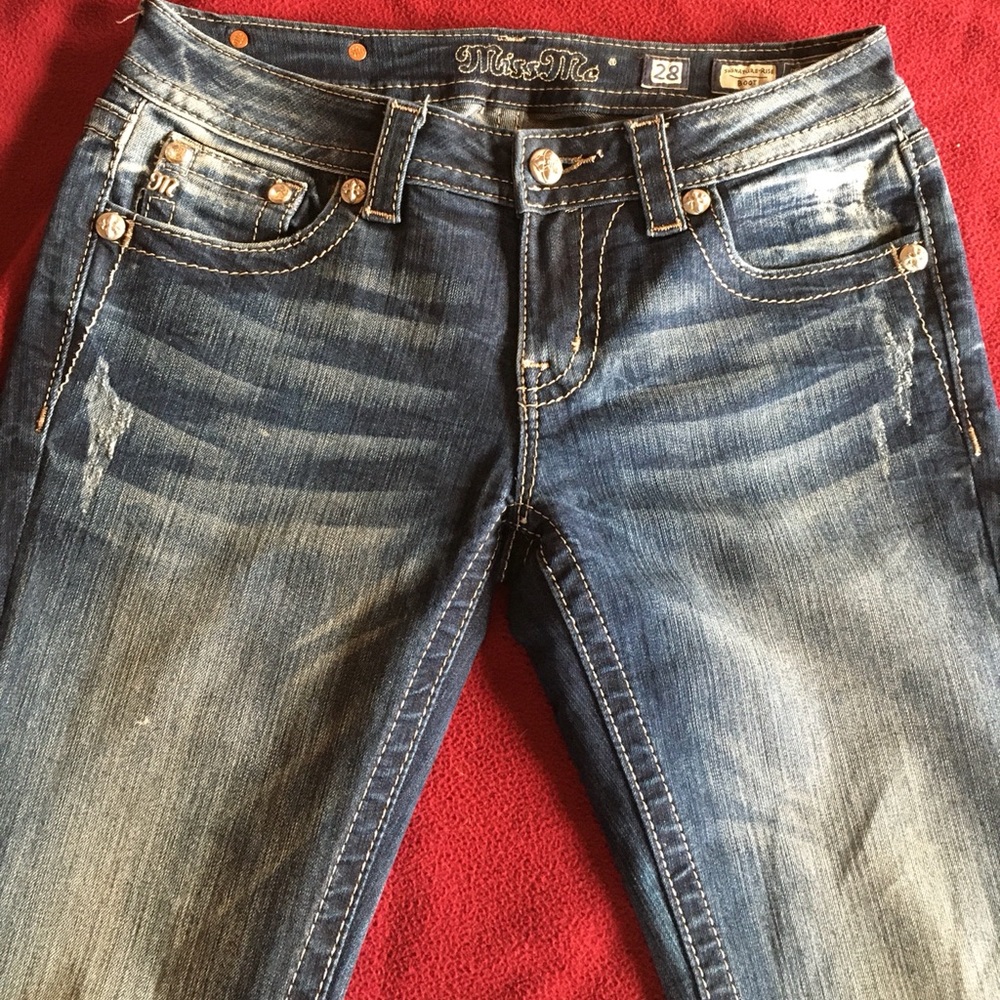 Miss me sparkle pocket boot cut jeans